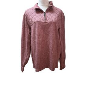 Quilted Pullover Womens Casual Quarter Zip Burgundy Sweater